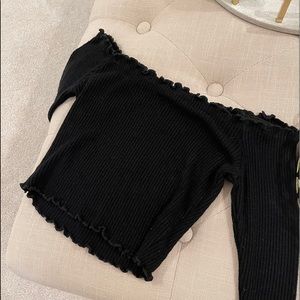Black off the shoulder crop
